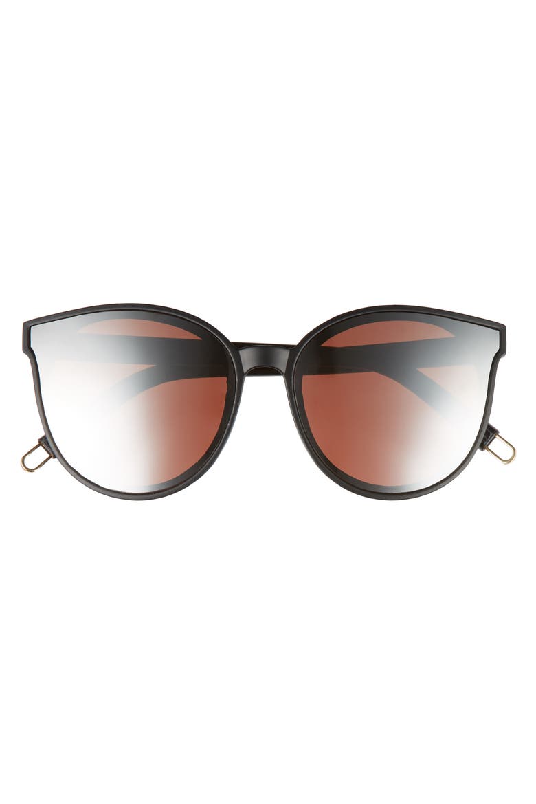 59mm Metal Tip Round Sunglasses, Alternate, color, BLACK/ ROSE GOLD