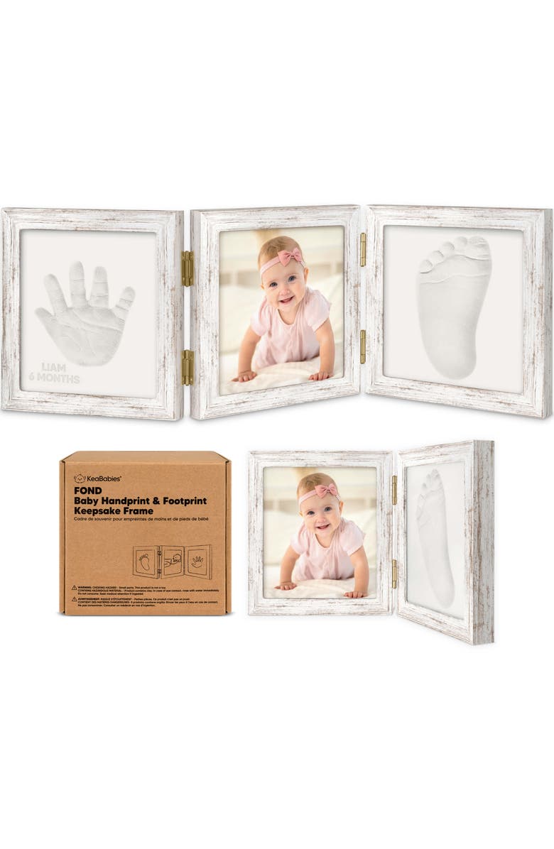 KeaBabies Fond Hand & Footprint Keepsake Frame, Main, color, Vintage White