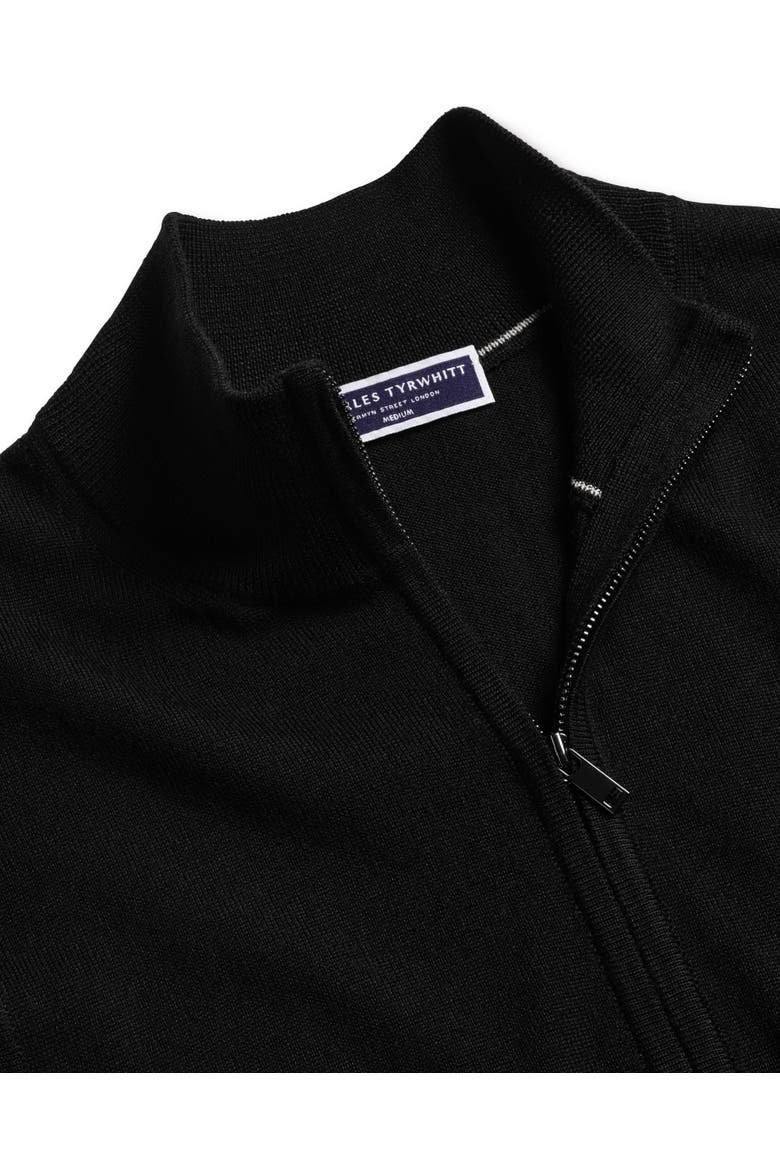 Pure Merino Full Zip Through Cardigan, Alternate, color, Black