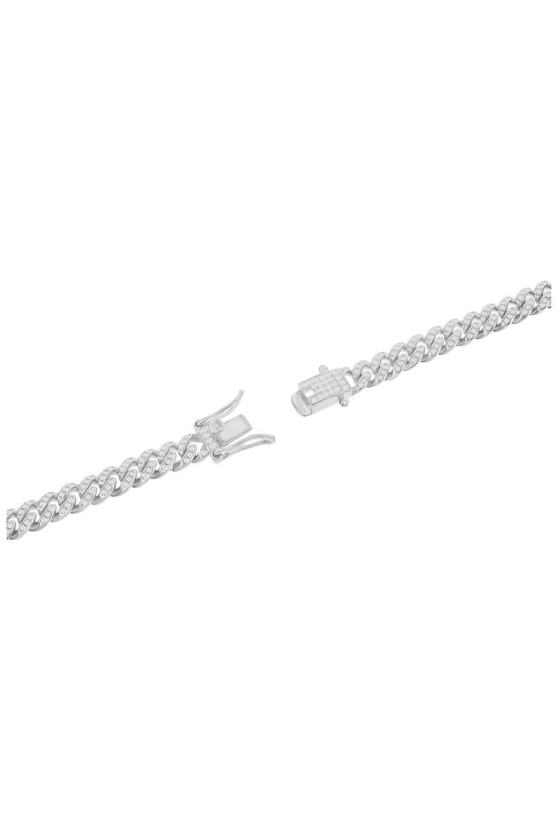 Sterling Silver Pave CZ Cuban Chain Tennis Bracelet, Alternate, color, SILVER