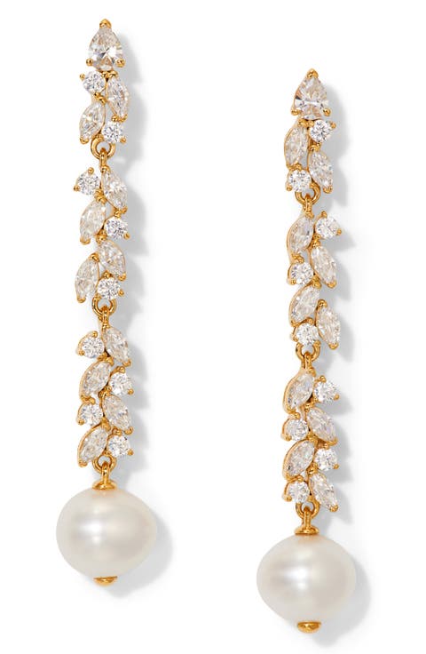 Savannah Cubic Zirconia & Pearl Linear Drop Earrings