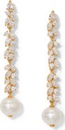 Nadri Savannah Cubic Zirconia & Pearl Linear Drop Earrings