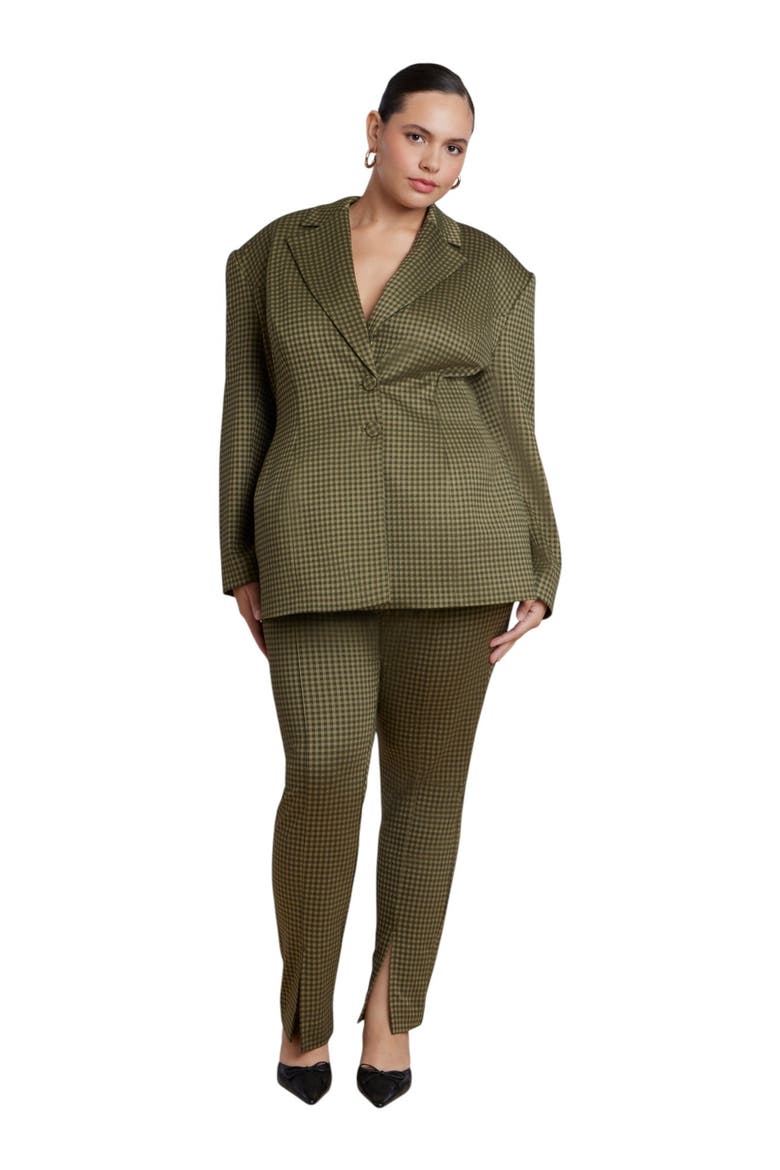 Houndstooth Hourglass Blazer (Plus), Alternate, color, GREEN CHECK