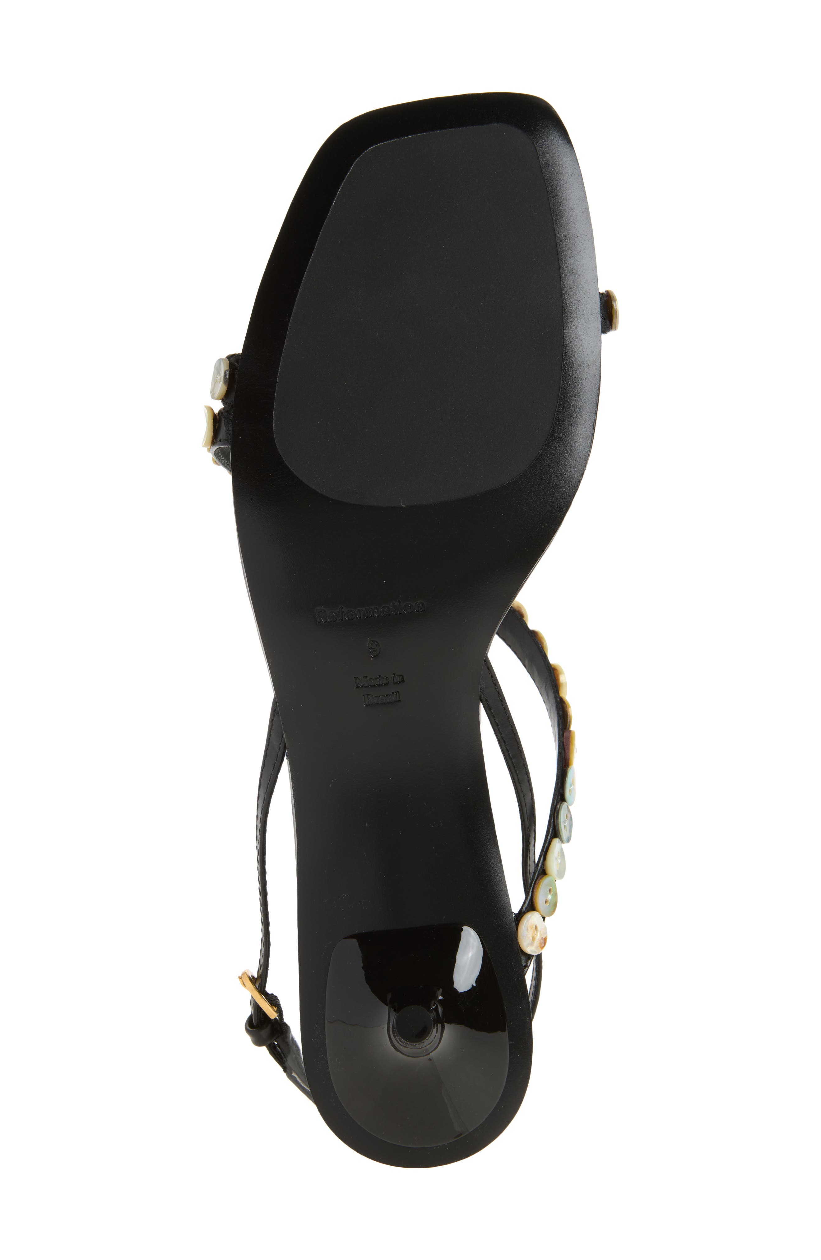 Reformation Shoshana Sandal, Alternate, color, Black Leather Shell Buttons