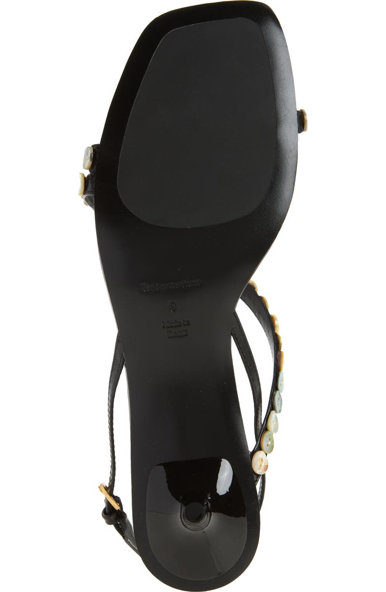 Reformation Shoshana Sandal, Alternate, color, Black Leather Shell Buttons