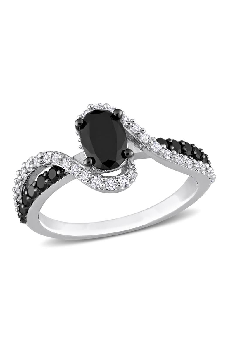 Black Diamond & Created White Sapphire Swirl Ring, Main, color, Diamond