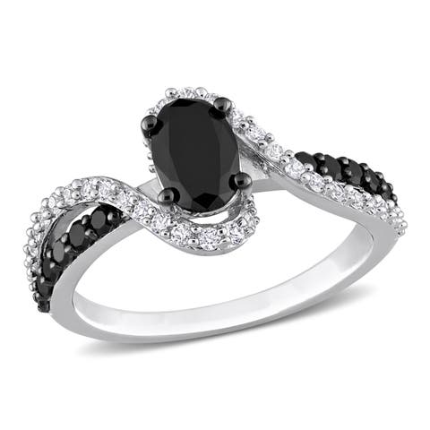 Black Diamond & Created White Sapphire Swirl Ring