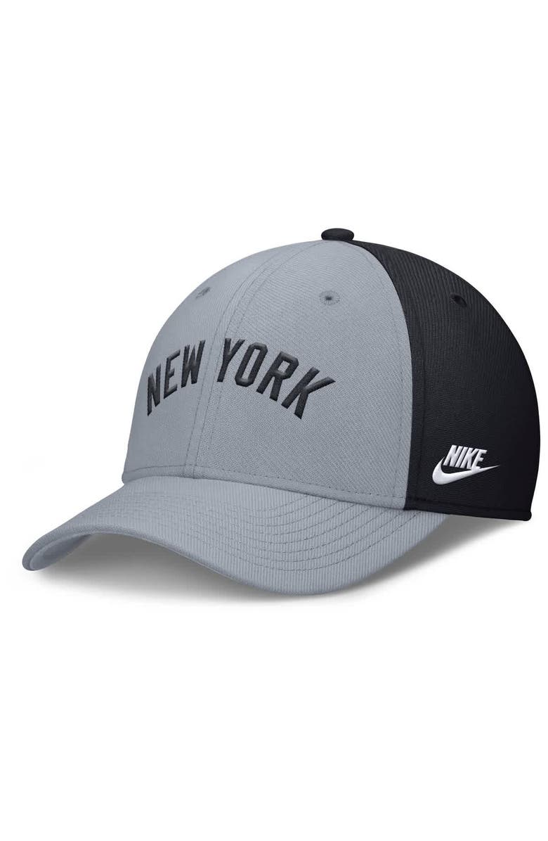 Nike Men's Nike Gray/Navy New York Yankees Rise Swoosh Performance Flex Hat, Main, color, Gray