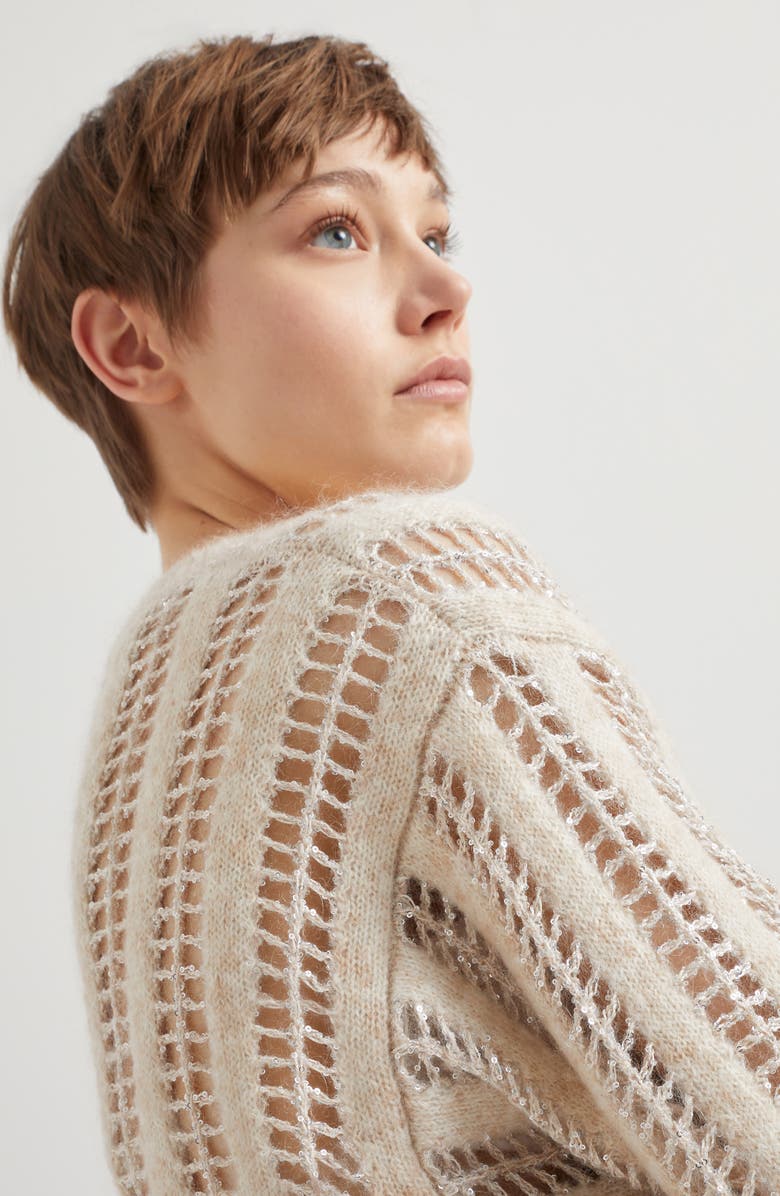 Brunello Cucinelli Dazzling Net sweater, Alternate, color, 