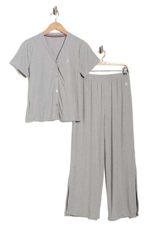 Short Sleeve Button-Up Top & Pants Pajamas