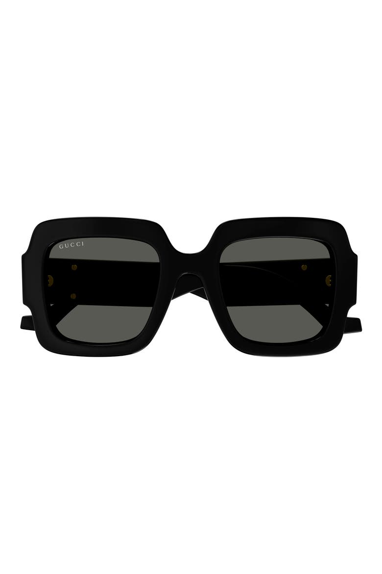 50mm Square Sunglasses, Main, color, BLACK