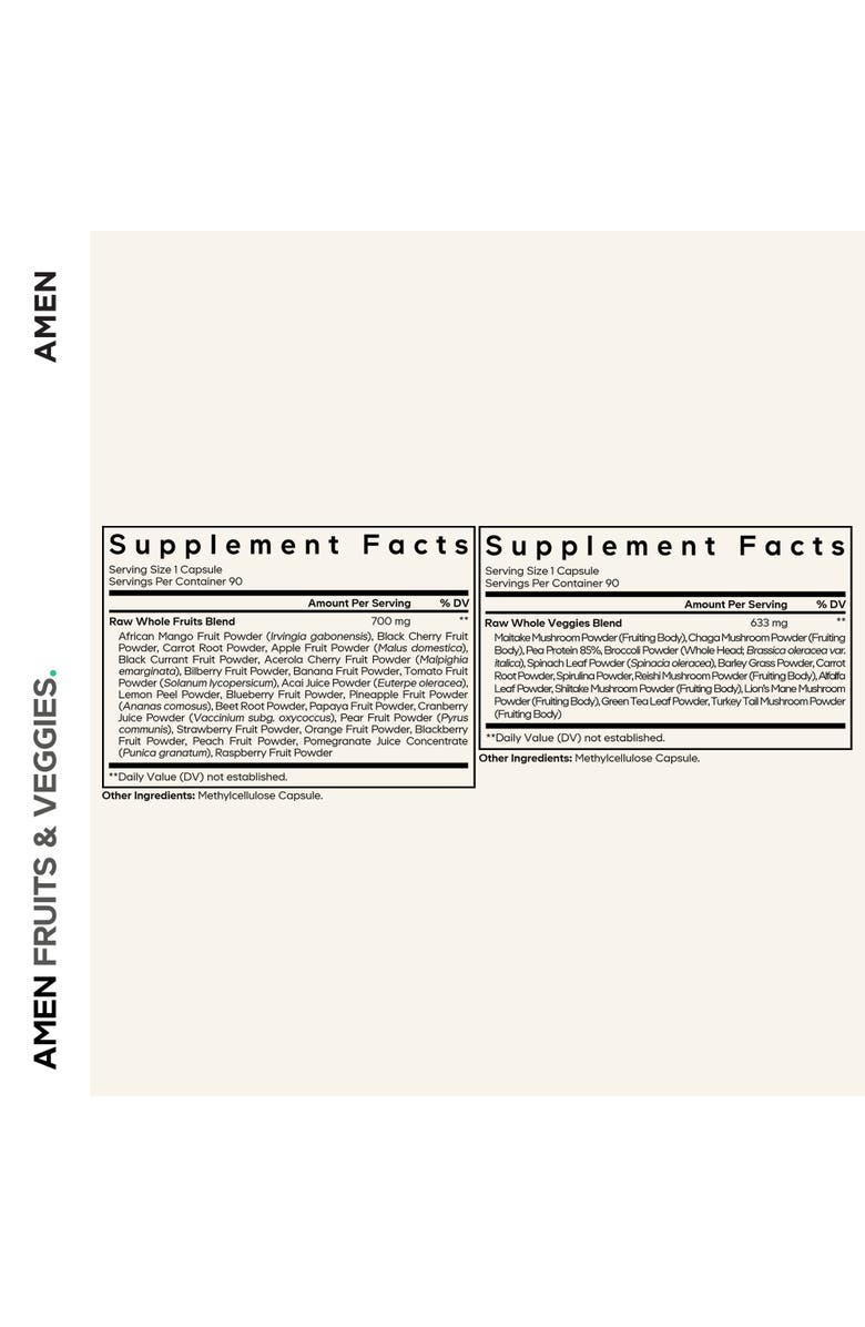 Codeage Amen Fruits + Veggies Vitamins Bundle, Alternate, color, White