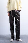 Topshop Pleat Front Straight Leg Faux Leather Pants