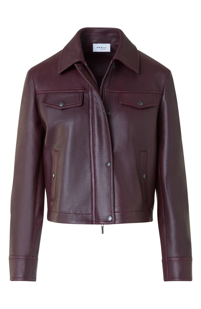 Akris punto Pin Dot Lambskin Leather Moto Jacket, Main, color,
