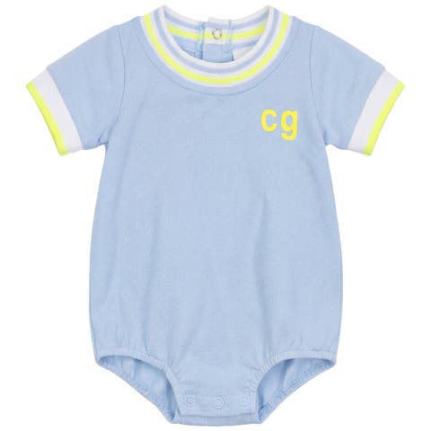 Pique Cotton Stripe Trim Romper