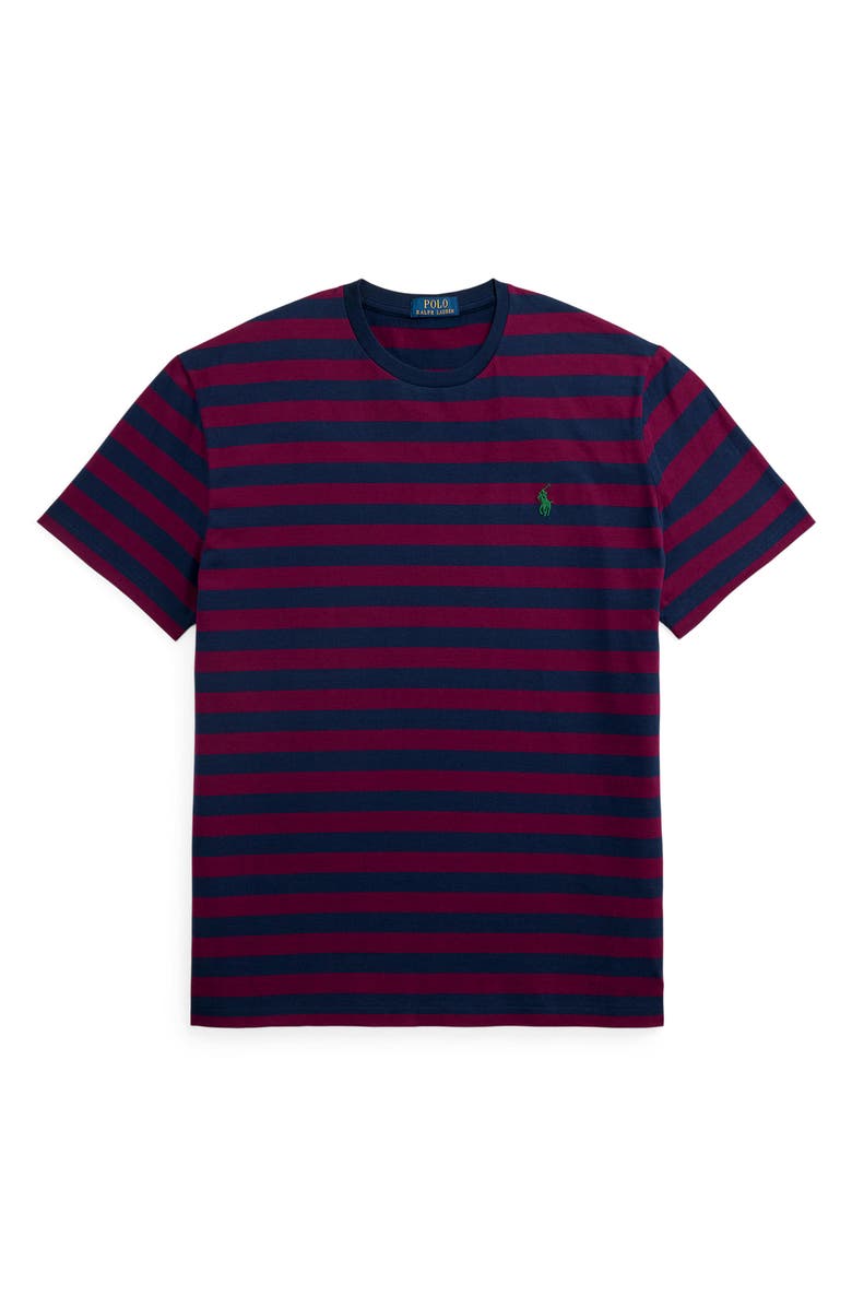 Polo Ralph Lauren Classic Fit Stripe Cotton T-Shirt, Alternate, color, Classic Wine/ Cruise Navy