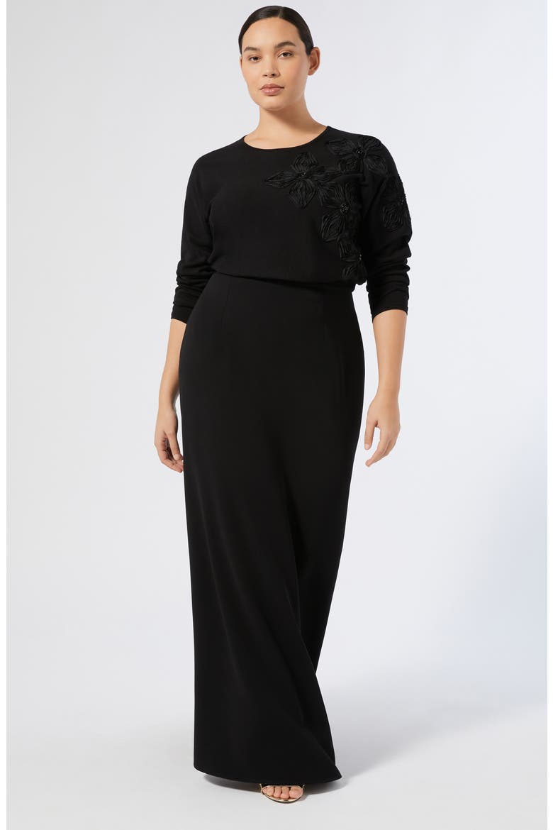 Ravello Floral Embroidered Sweater, Alternate, color, BLACK