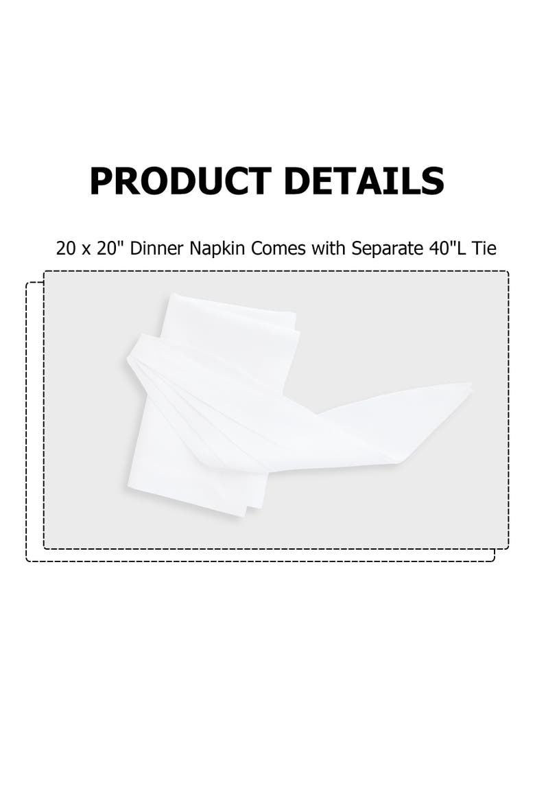 Linen Dinner Napkins Set of 4, 20 x 20" - Audrey, Alternate, color, White