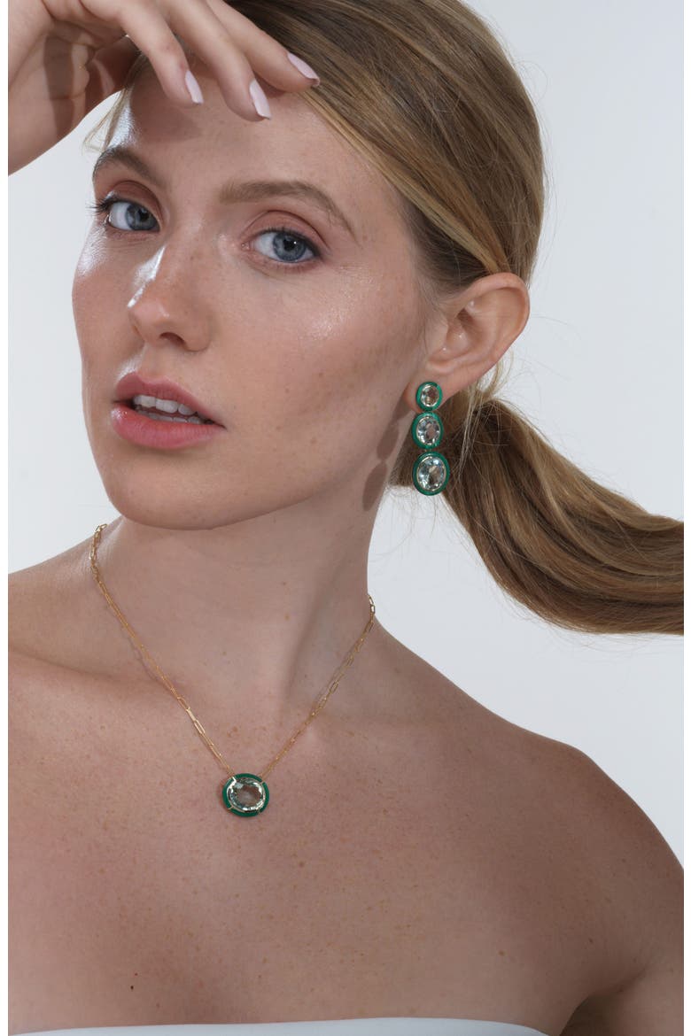 Melange Blue Topaz Pendant Necklace, Alternate, color, PRASIOLITE/ MALACHITE