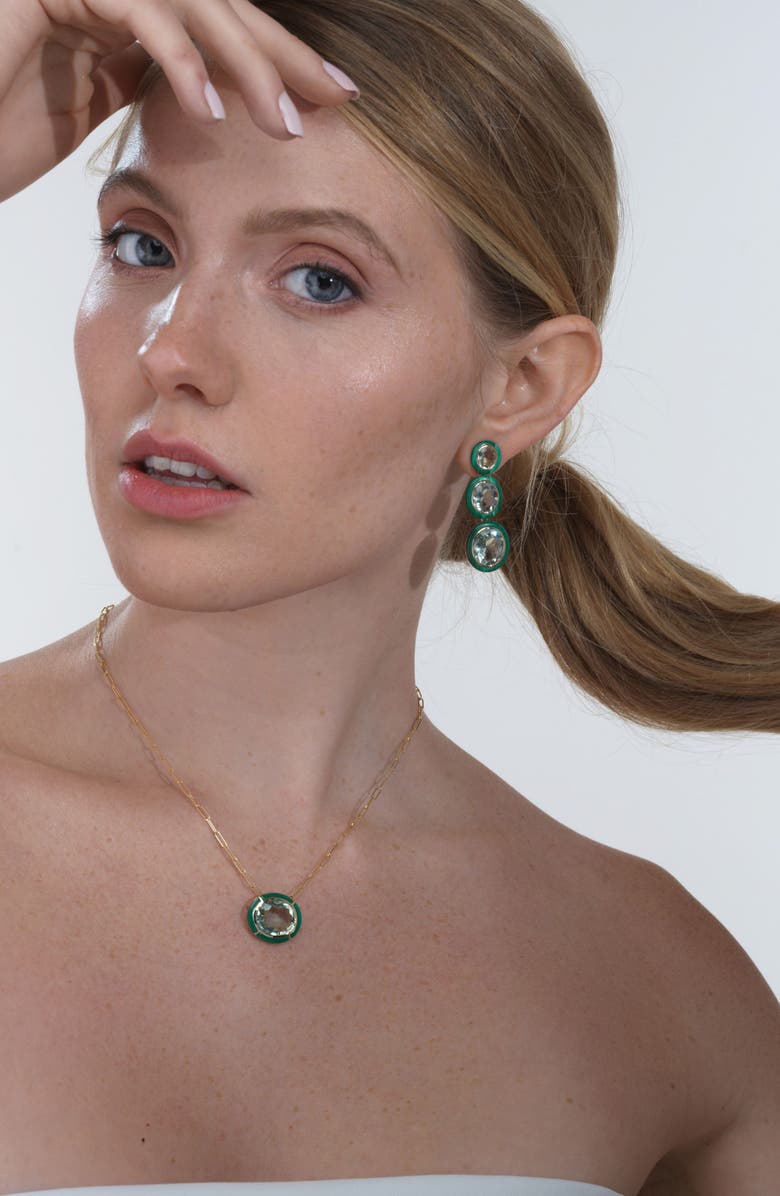 GOSHWARA Melange Blue Topaz Pendant Necklace, Alternate, color, Prasiolite/ Malachite
