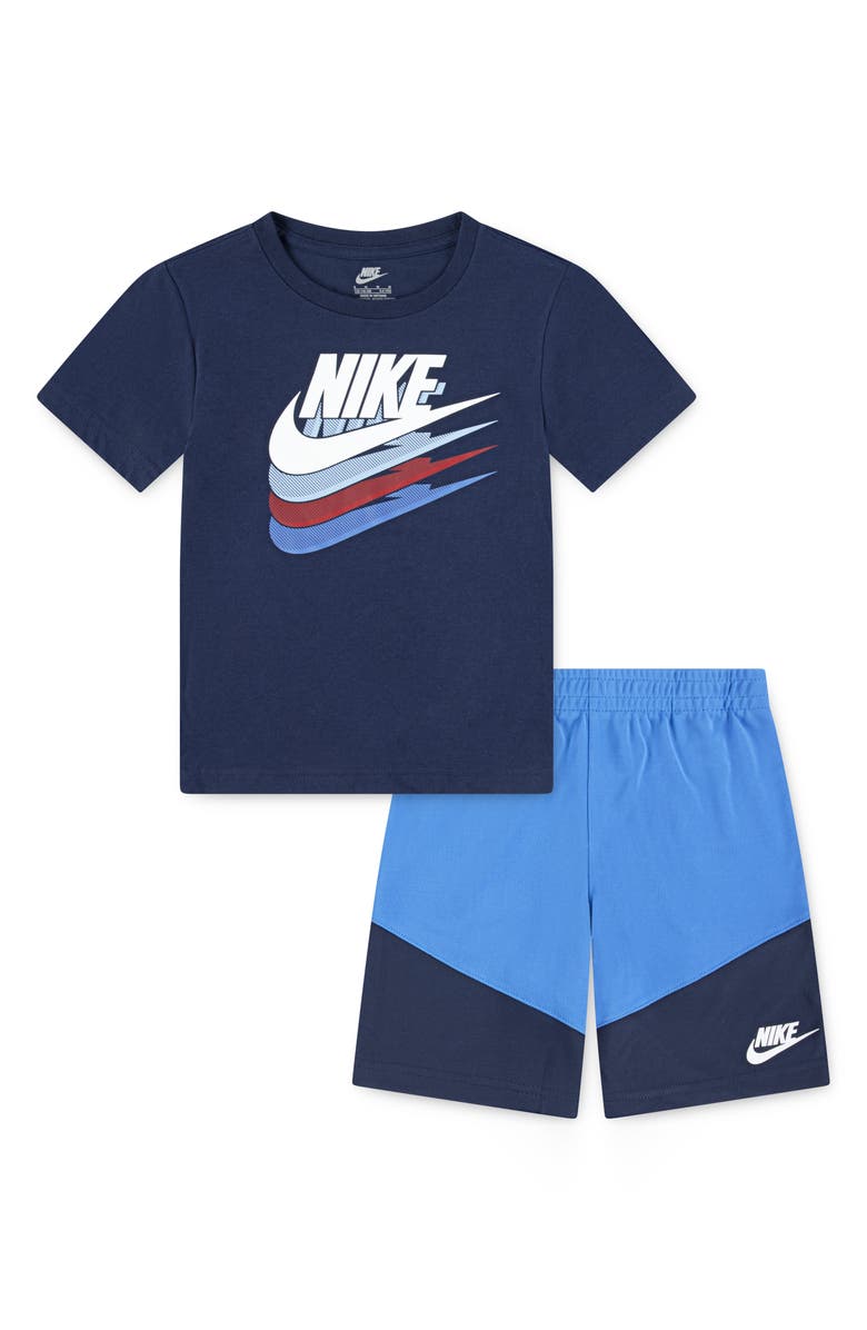 Nike Kids' T-Shirt & Colorblock Shorts Set, Main, color, Midnight Navy
