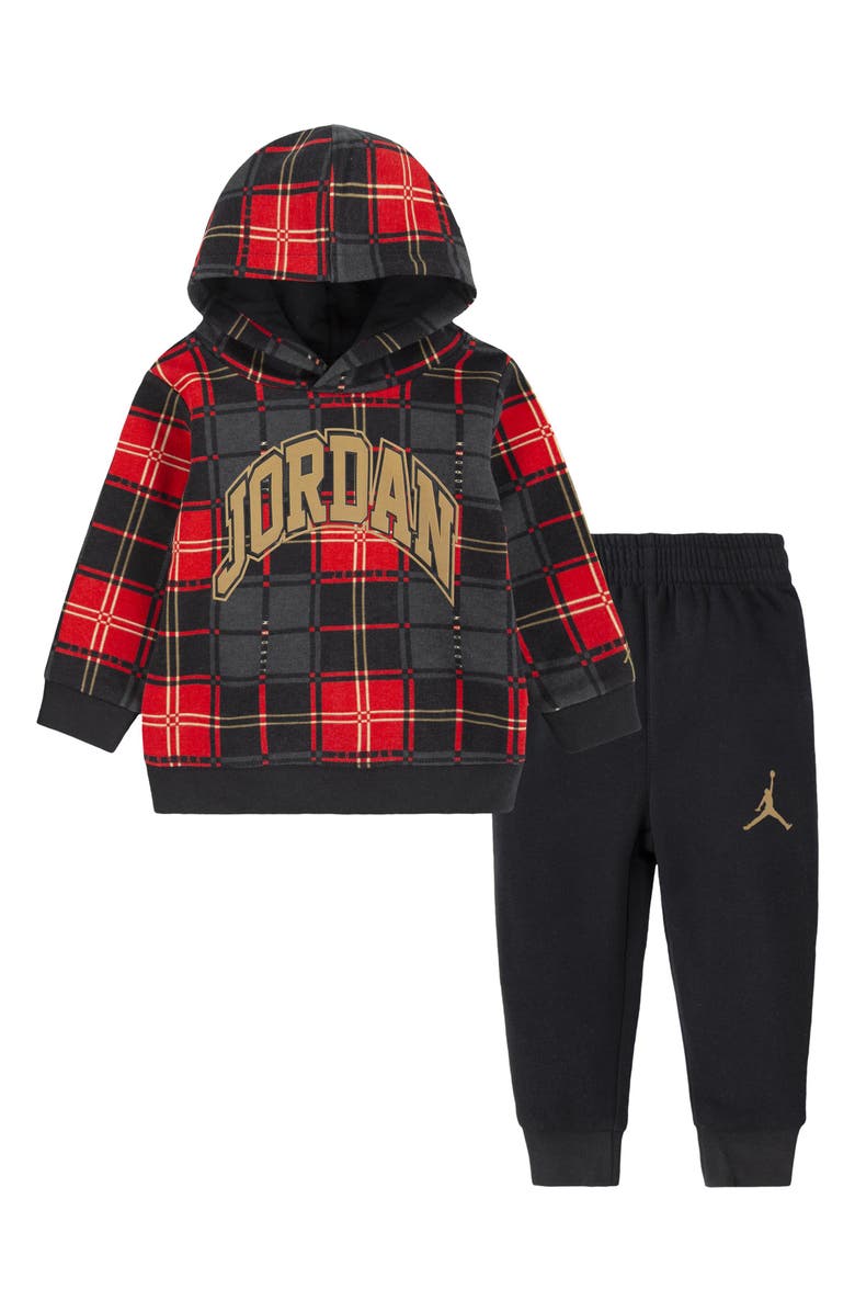 Jordan Holiday Essential Plaid Hoodie & Joggers Set, Main, color, 
