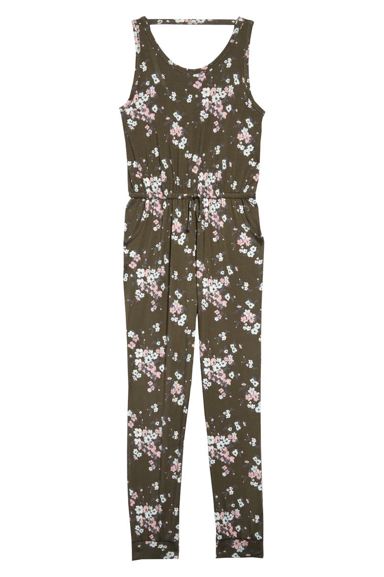 Knit Jumpsuit, Main, color, OLIVE SARMA PRETTY FLORAL