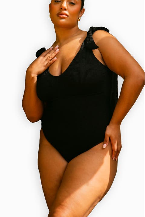 Sculpted Crinkle Tie Strap Swimsuit