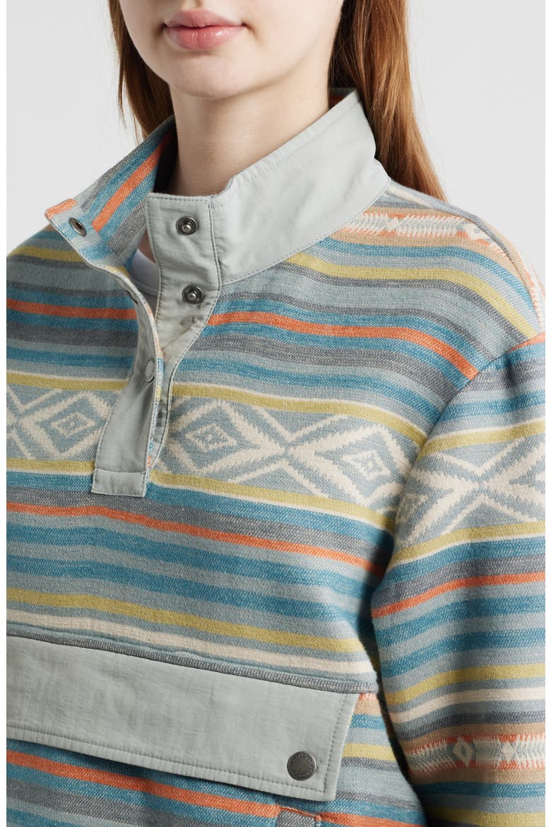 Double Soft Half Snap Top, Alternate, color, TEAL MULTI STRIPE