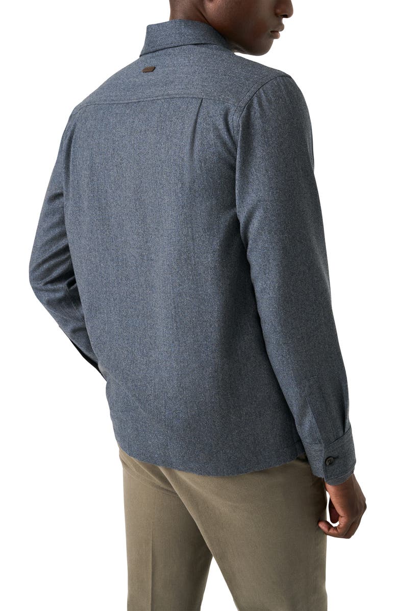Eton Merino Wool Flannel Overshirt, Alternate, color, Navy