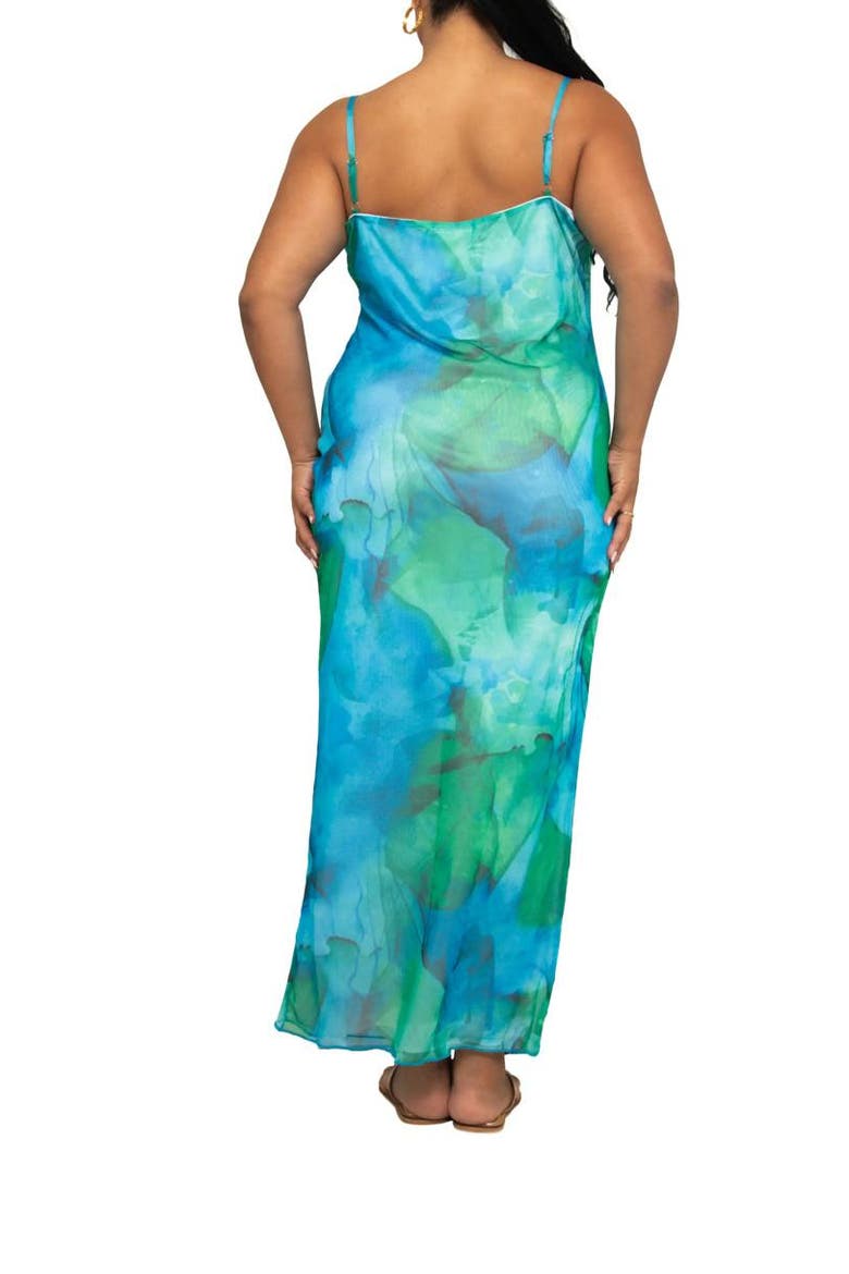 Curve Strappy Abstract Print Maxi Dress, Alternate, color, Blue