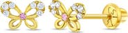 In Season Jewelry 14k Jeweled Flutering Butterfly Earrings