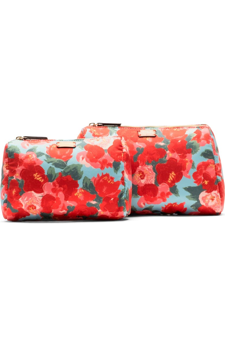 Frances Valentine Small Cosmetic Pouch, Alternate, color, Red/Light Blue