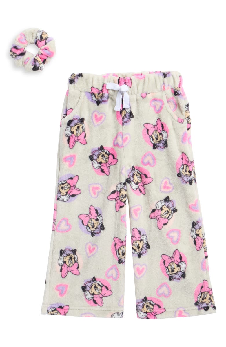 Children's Apparel Network Kids' Disney Minnie Mouse Lounge Pants & Scrunchie, Main, color, White Multi
