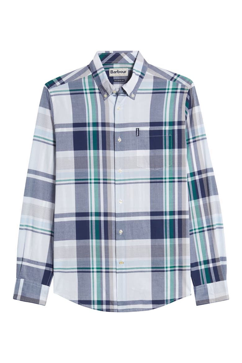 Madras 7 Tailored Fit Button-Down Shirt, Alternate, color, WHITE