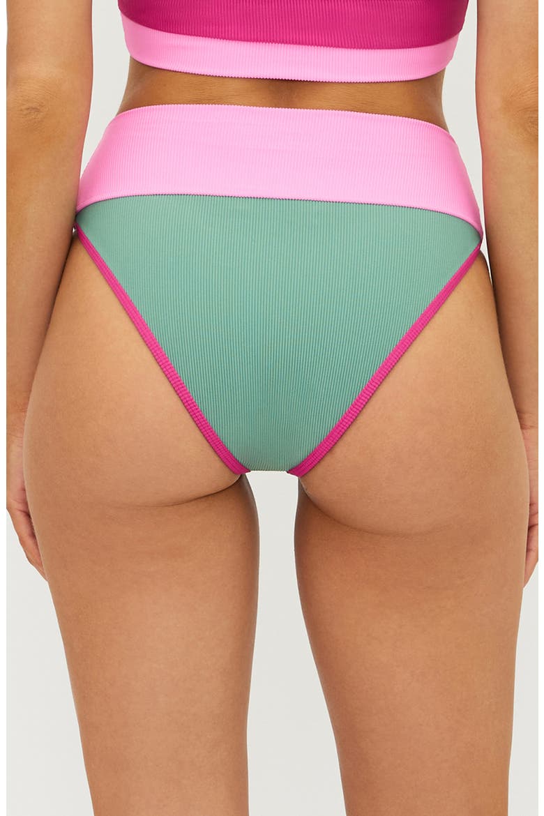 Emmy Colorblock High Waist Bikini Bottoms, Alternate, color, SAGE BLOOM COLORBLOCK