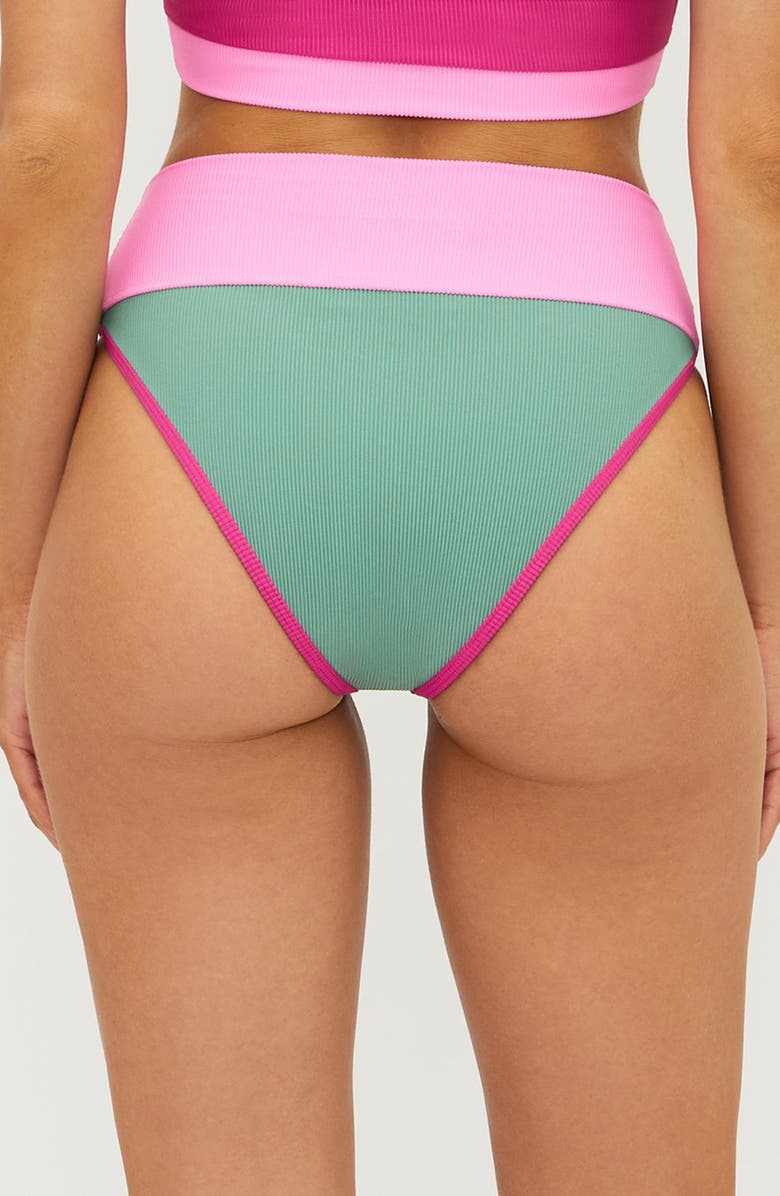 Beach Riot Emmy Colorblock High Waist Bikini Bottoms, Alternate, color, Sage Bloom Colorblock