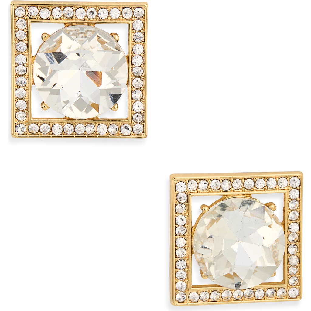 Kenneth Jay Lane Crystal Square Earrings In Red