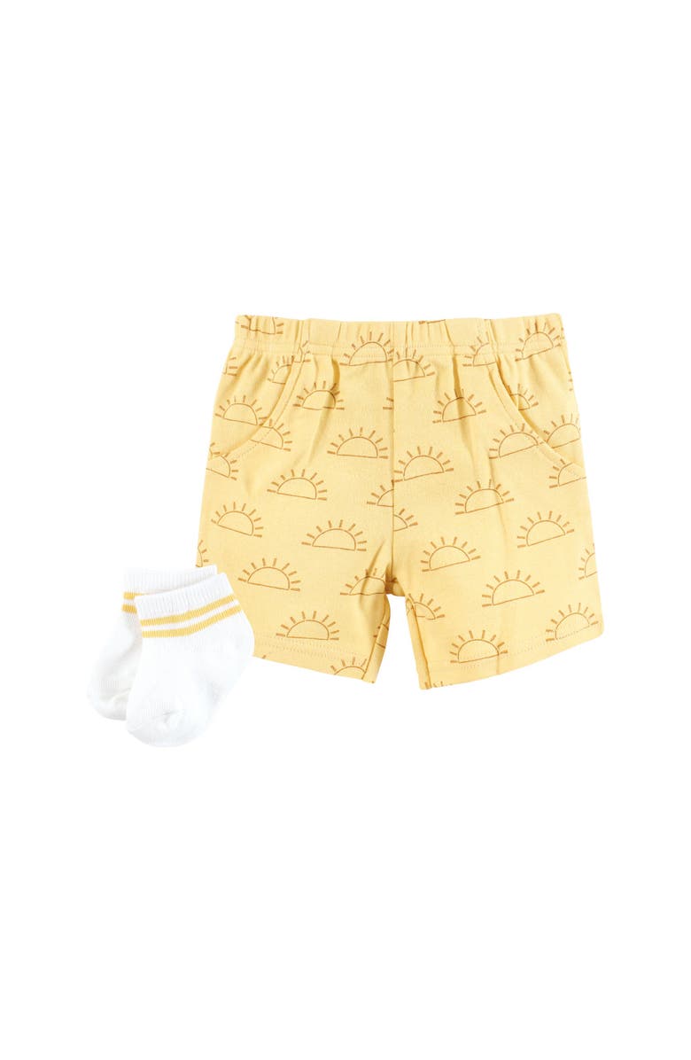 Hudson Baby Bodysuit, Short and Sock, Alternate, color, Blue Sunshine