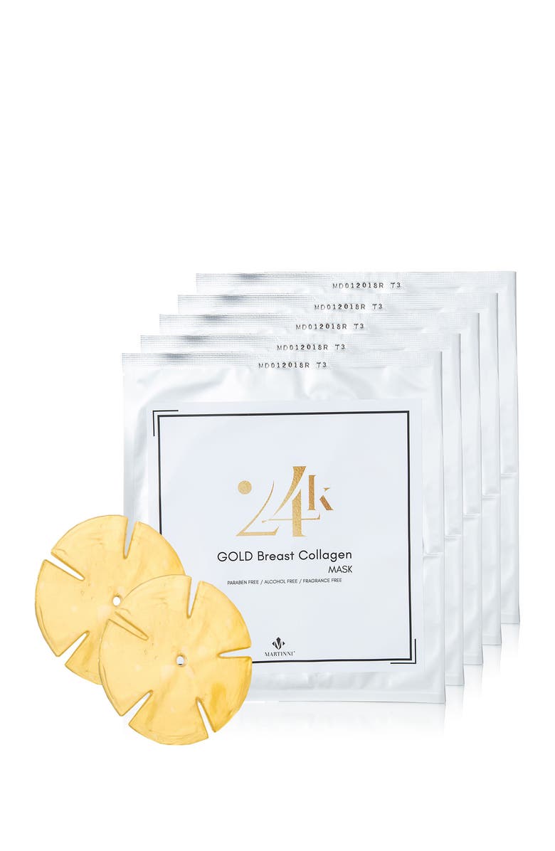 MARTINNI MASKS 24K Gold Collagen Breast Mask – 5 Pairs, Main, color, 