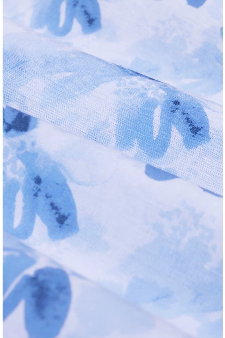 Orson Shaped Fit Abstract Floral Short Sleeve Linen & Cotton Button-Up Shirt, Alternate, color, CLASSIC BLUE