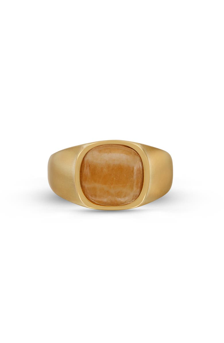 LuvMyJewelry Yellow Lace Agate Sterling Silver Men Signet Ring, Main, color, 14Kt Gold Vermeil On Sterling