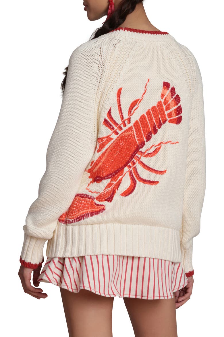 Intarsia Lobster Cardigan, Alternate, color, IVORY MULTI