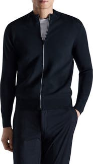 MANGO Comfort Stretch Crewneck Zip Cardigan