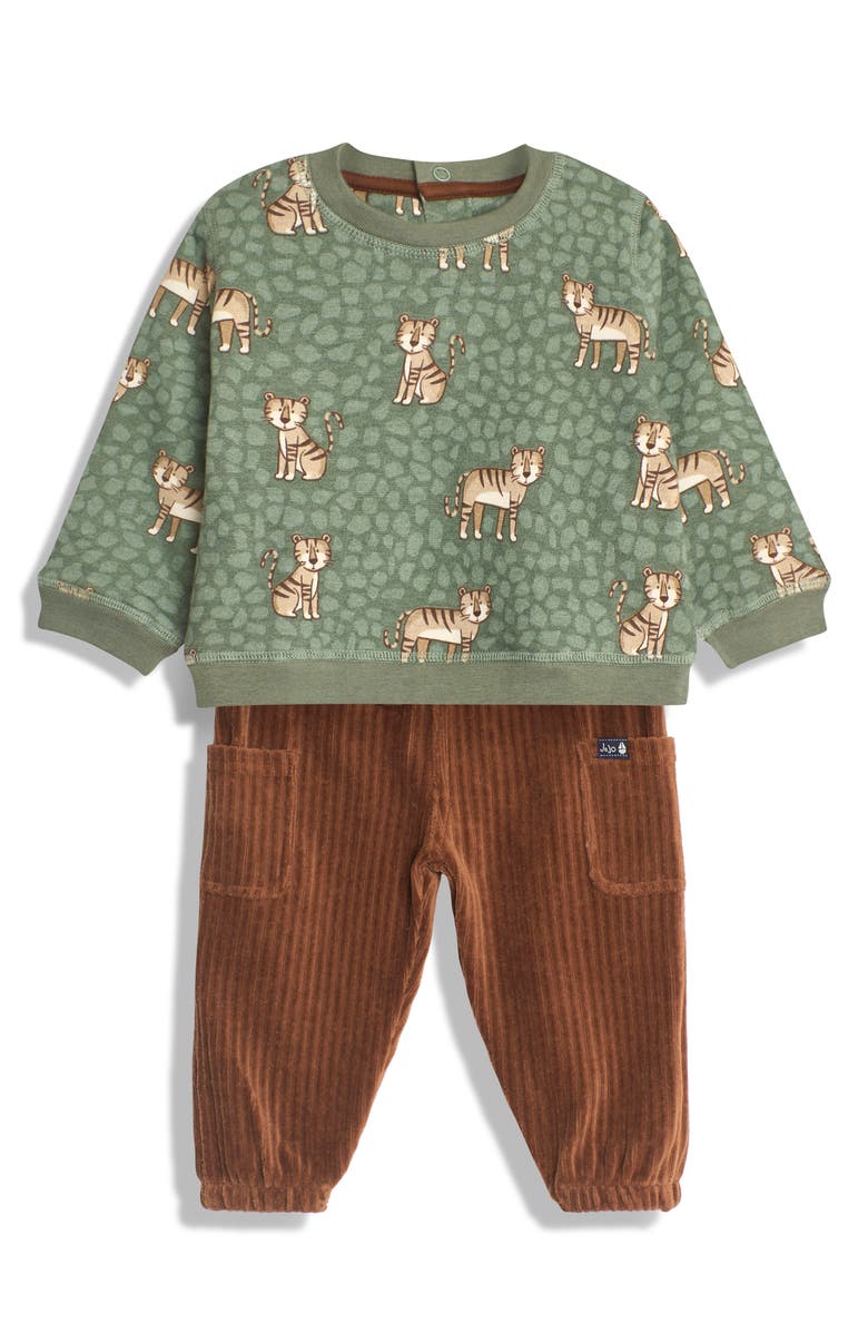 JOJO MAMAN BEBE Tiger Sweatshirt & Cargo Leggings Set, Main, color, 