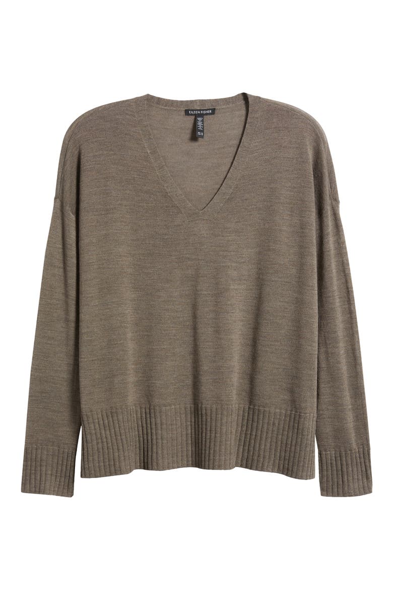 Boxy Merino Wool Sweater, Alternate, color, LIGHT WREN