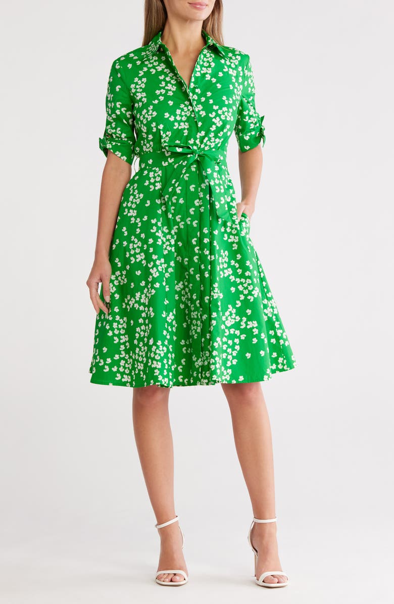 Calvin Klein Short Sleeve Cotton Shirtdress, Main, color, 