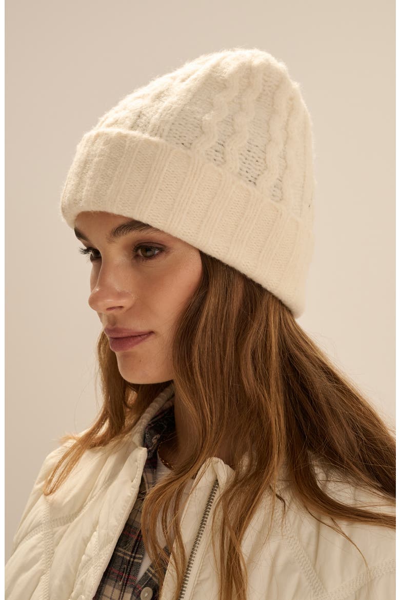The Cable Beanie, Alternate, color, IVORY