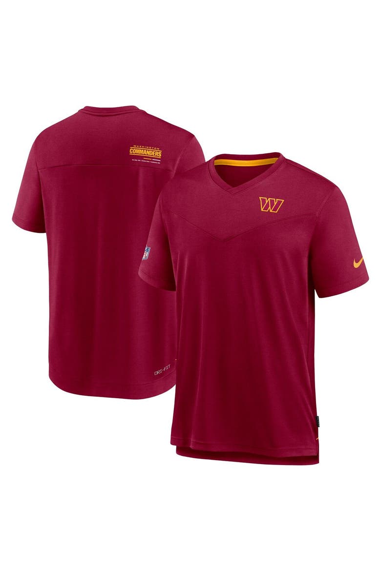 Men's Nike Burgundy Washington Commanders Sideline Coach Chevron Lock Up Logo V-Neck Performance T-Shirt, Main, color, Burgundy