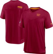 Nike Men's Nike Burgundy Washington Commanders Sideline Coach Chevron Lock Up Logo V-Neck Performance T-Shirt